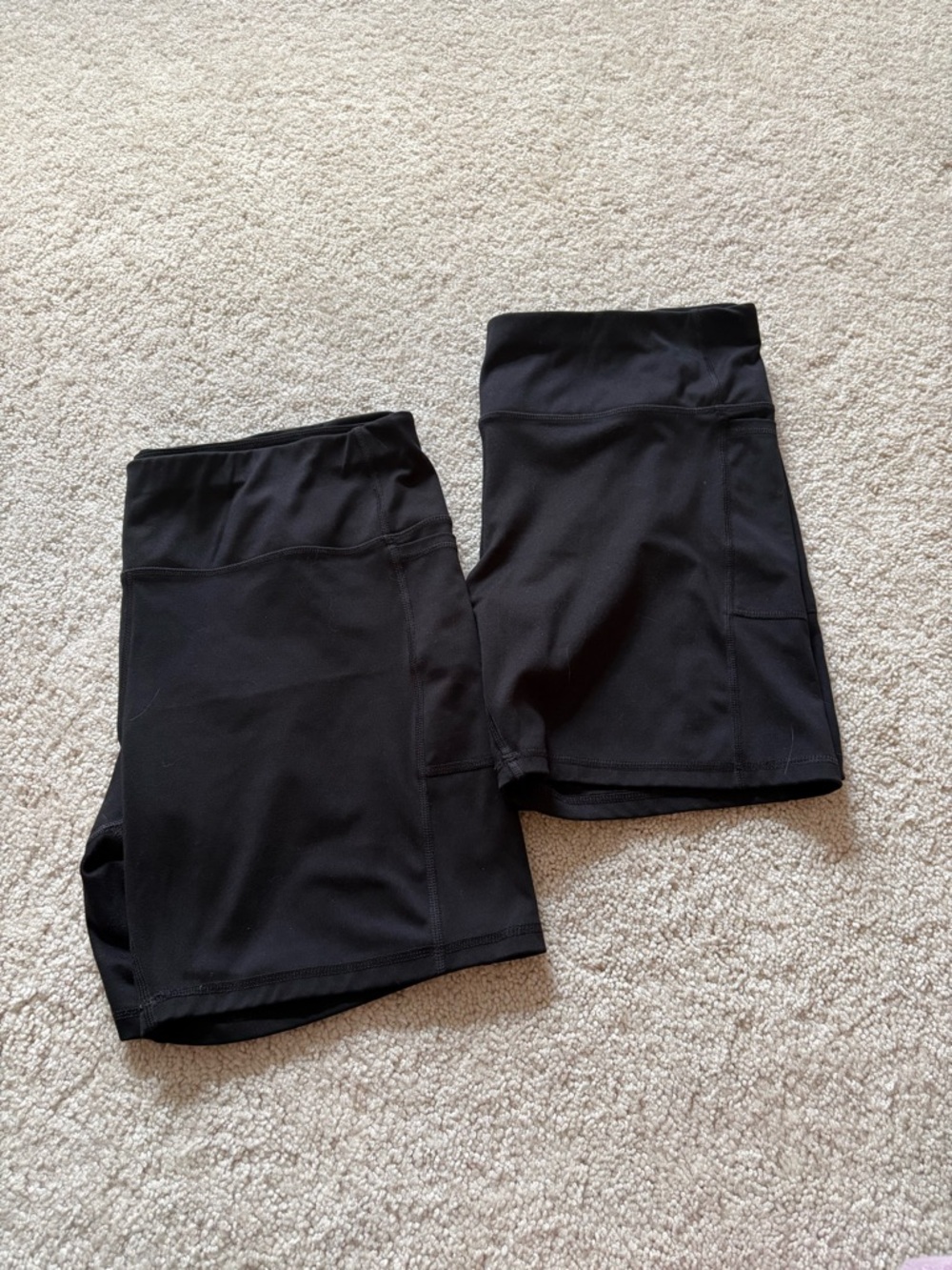 Set: Black High-Waist Athletic Bike Shorts